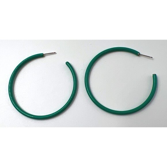 4 Pairs Hoop Pierced Earrings Red Green Black Blue - Picture 4 of 6